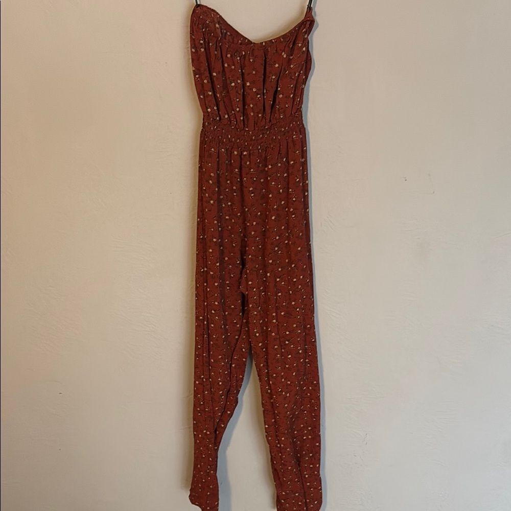 Rust Red Spaghetti Strap Jumpsuit - Picture 3 of 3